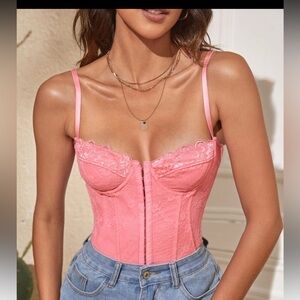 Y2k Pink Lace Corset Top